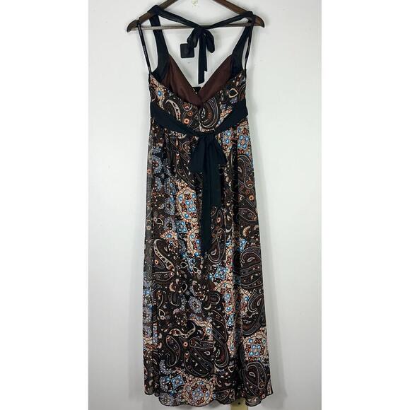 Bisou Bisou Babydoll Maxi Dress Women 6 Halter Tie Back Paisley Boho Y2K - Picture 4 of 6